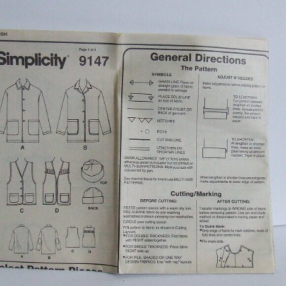 Simplicity sewing uncut pattern kids fall jacket vintage autumn coat vest winter - Picture 4 of 5
